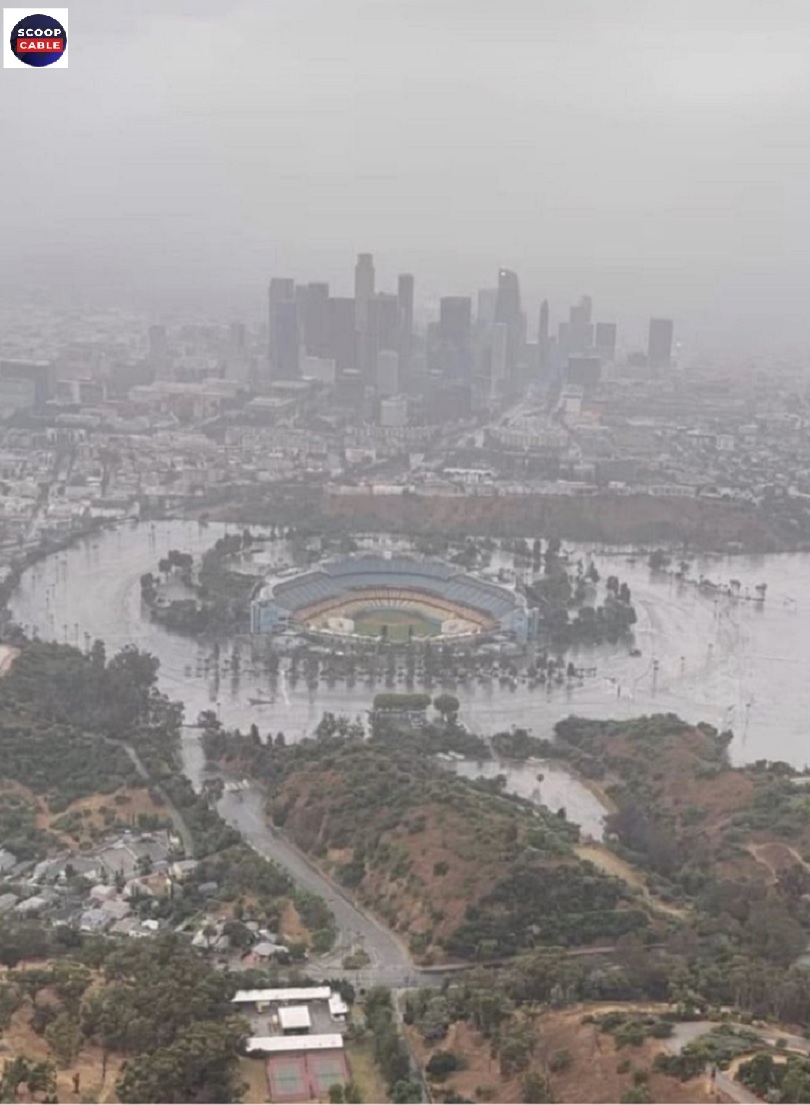 Flooded Dodger Stadium Captures Aftermath of Hurricane Hilary